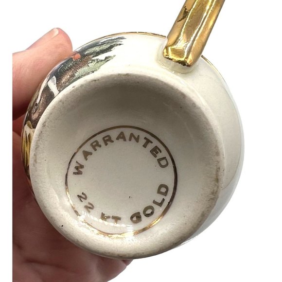 Homer Laughlin Georgian Eggshell Courting Couple Demitasse Cup and Saucer 22K Go - Picture 6 of 9